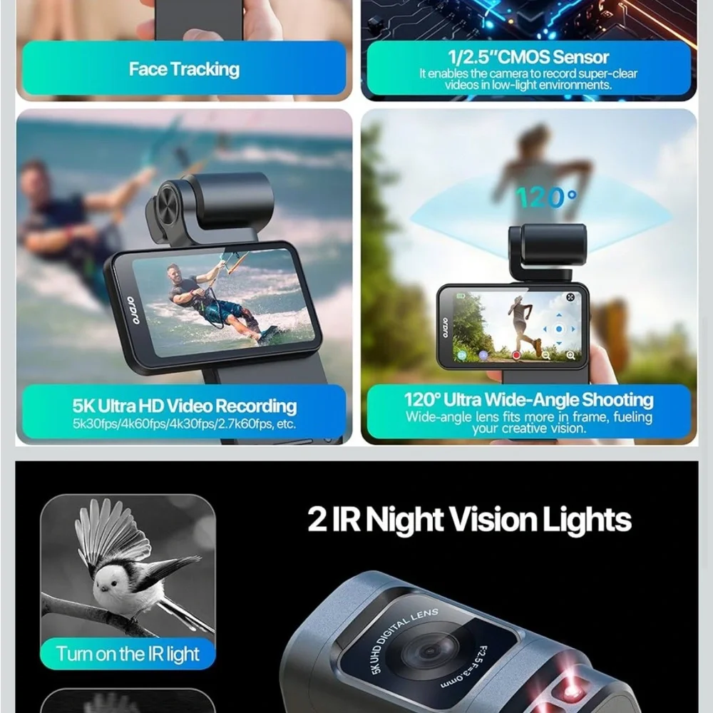 Black Video Camera with 3.5-inch HD IPS Touchscreen